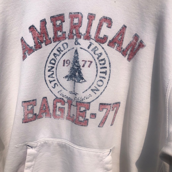 American eagle 77 large white 100% cotton vintage hoody - Picture 2 of 15